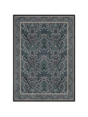 2x3 Washable Floral Area Rug, Black & Gray Non-Slip Accent Carpet
